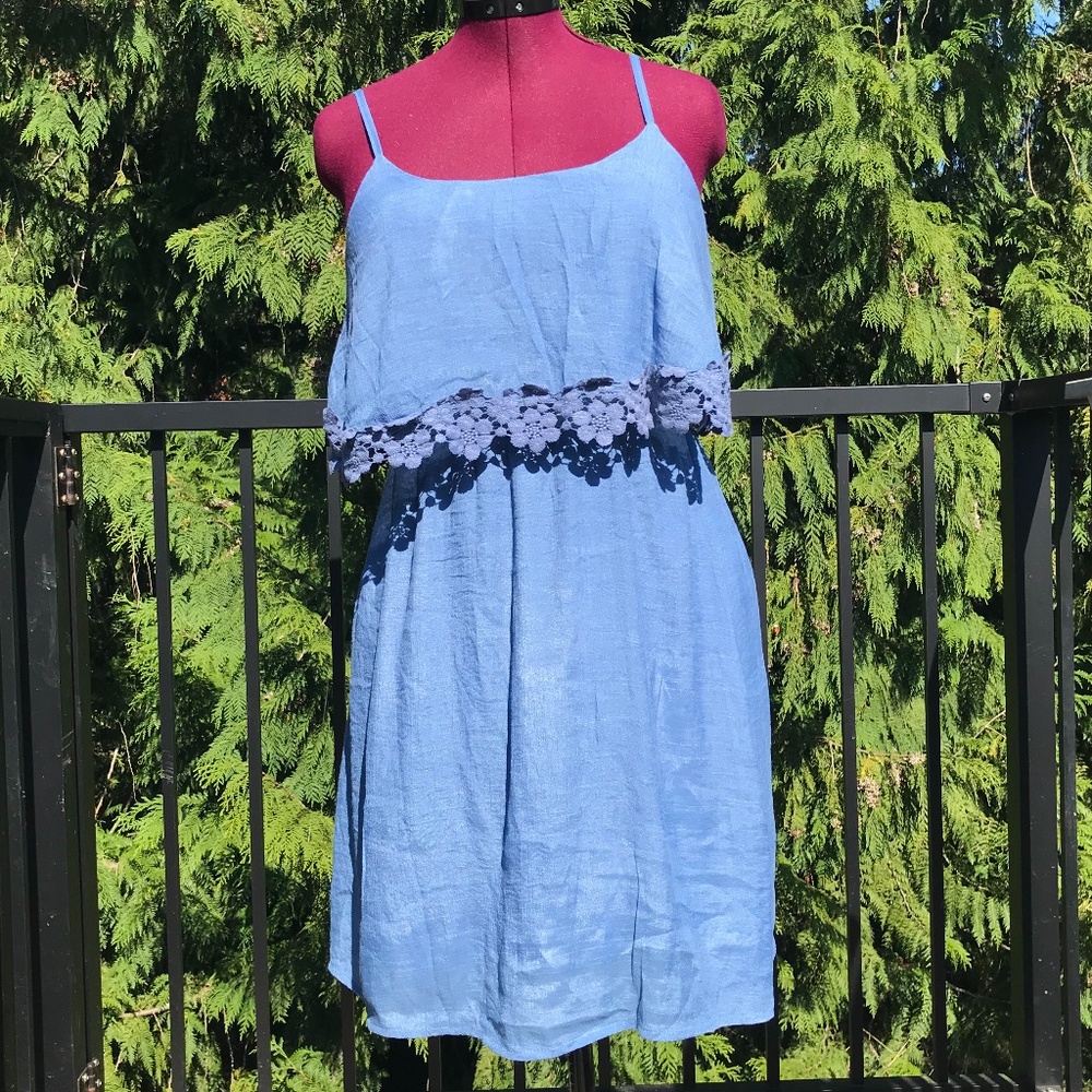 FLYING TOMATO blue strappy boho dress